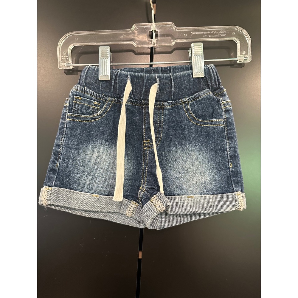Little Bipsy Baby Denim Shorts Dark Wash Elastic Waist Drawstring 6-12M NWT